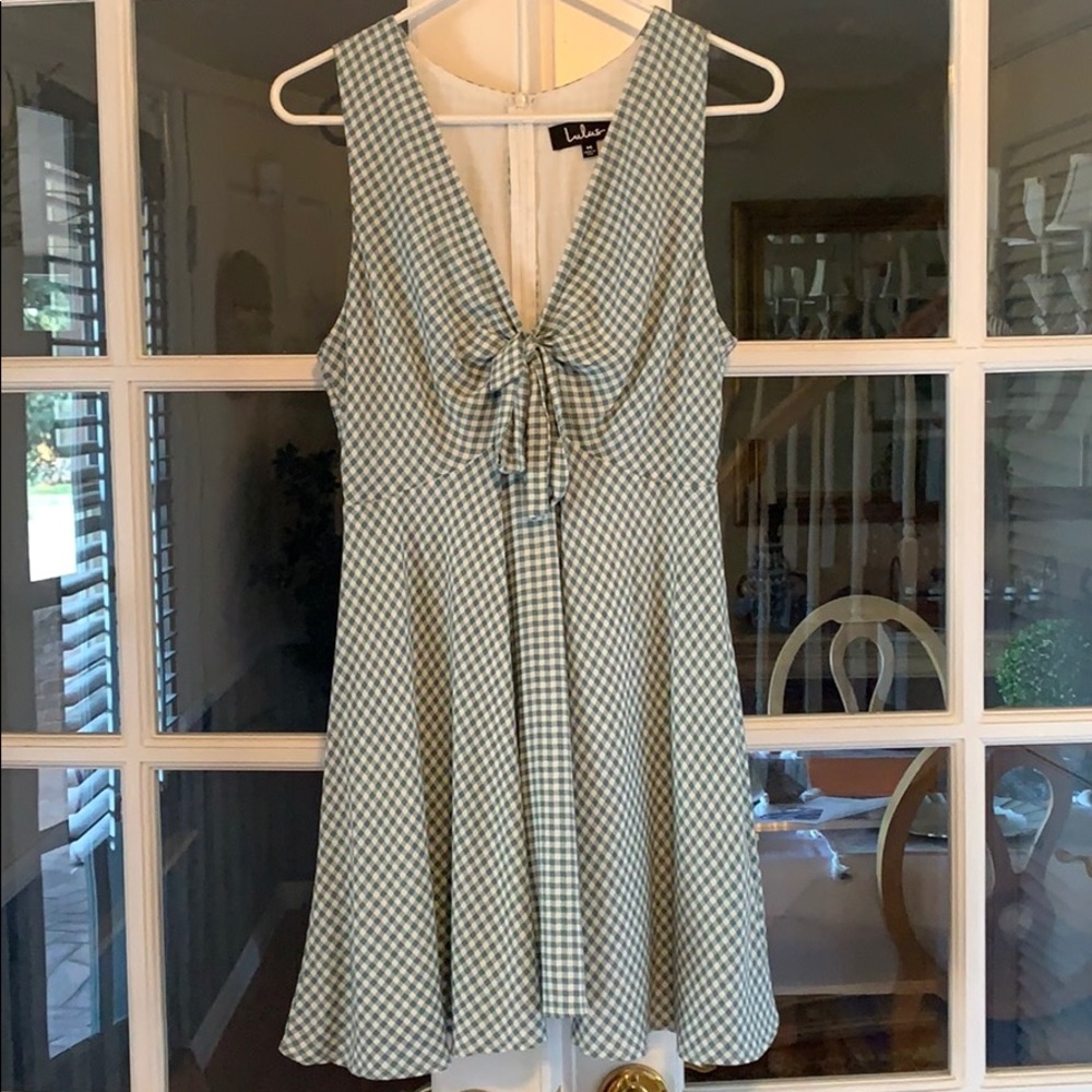 Lulus green and white checked sleeveless sundress